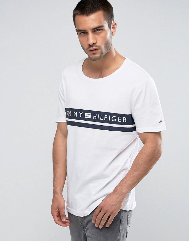 Tommy Hilfiger Logo Stripe Crew T-shirt White - White