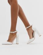 Public Desire Sofia White Croc Block Heeled Shoes - White