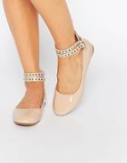 Daisy Street Multi Ankle Strap Nude Flat Shoes - Beige