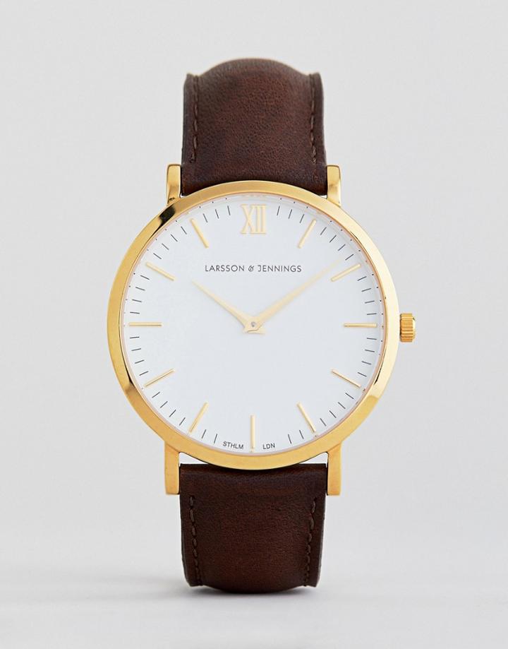 Larsson & Jennings Lugano Leather Watch In Brown 40mm - Brown