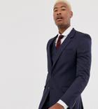 Asos Design Tall Slim Suit Jacket In Navy