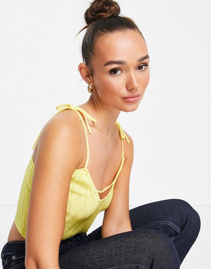 Na-kd X Elin Warnqvist Ribbed Crop Top In Yellow
