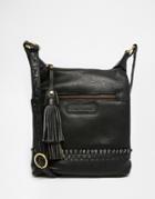 Ruby Rocks Leather Cross Body Bag - Black