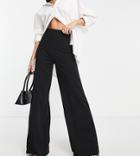 Asos Design Tall High Waist Casual Dad Pants In Black