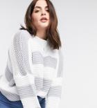 In The Style Plus X Billie Faiers Oversized Contrast Knitted Sweater In Gray Stripe-grey