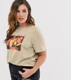 Daisy Street Plus Relaxed T-shirt With Vintage Fruit Print - Beige