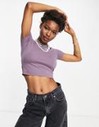 Asos Design Fitted Crop T-shirt In Purple