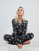 Asos Design Varsity Traditional 100% Modal Pants Set - Multi