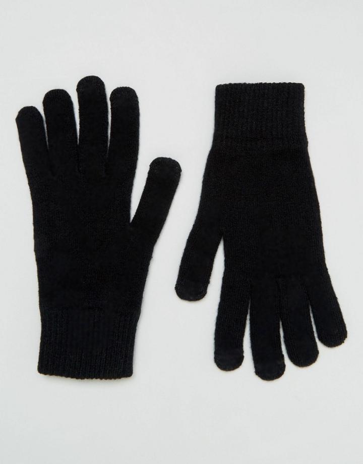 Asos Touchscreen Gloves In Black - Black