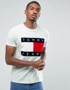 Tommy Jeans 90s Flock Logo T-shirt M1 In Light Green - Green