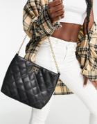 Glamorous Quilted Cross Body Bag With Gold Hardware In Black