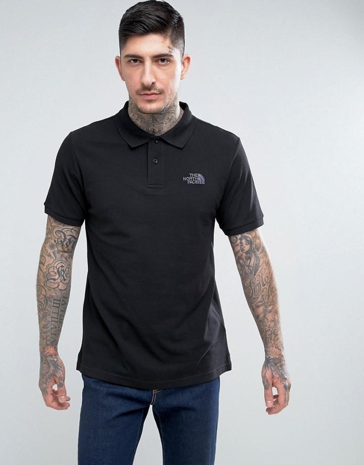 The North Face Pique Polo Shirt Chest Logo In Black - Black