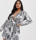 Club L Plus Knot Snake Print Dress-multi