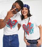 Collusion Unisex Shrunken Fit T-shirt With Heart Print In White