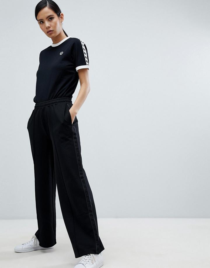 Fred Perry Wide Leg Tracksuit Pant - Black