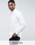 Asos Tall Skinny Casual Oxford Shirt In White - White