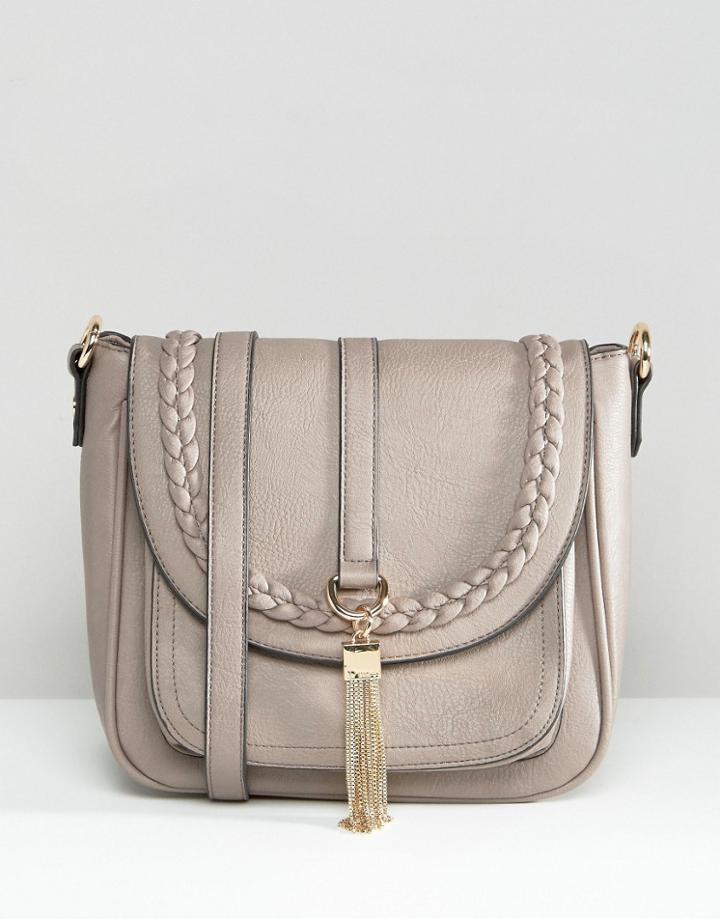 Dune Fold Over Cross Body Bag - Beige