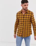 New Look Washed Check Shirt In Yellow - Yellow