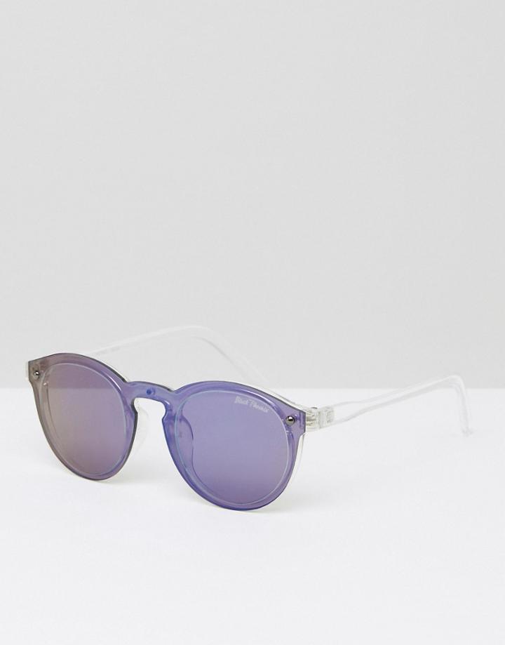 Black Phoenix Round Sunglasses Lens In Lens Front With Mirror - Blue
