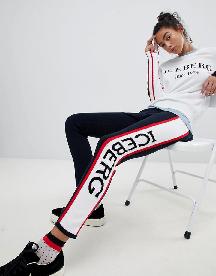 Iceberg Side Logo Fitted Jogger - Blue