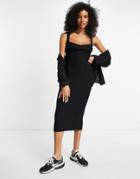 Asos Design Sleeveless Body-conscious Midi Dress With Sweetheart Neckline In Black