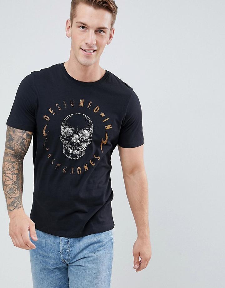 Jack And Jones Splice Skull T-shirt - Black