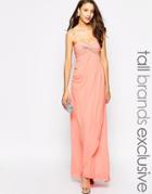 Jarlo Tall Claudia Ruched Bandeau Maxi Dress - Pink