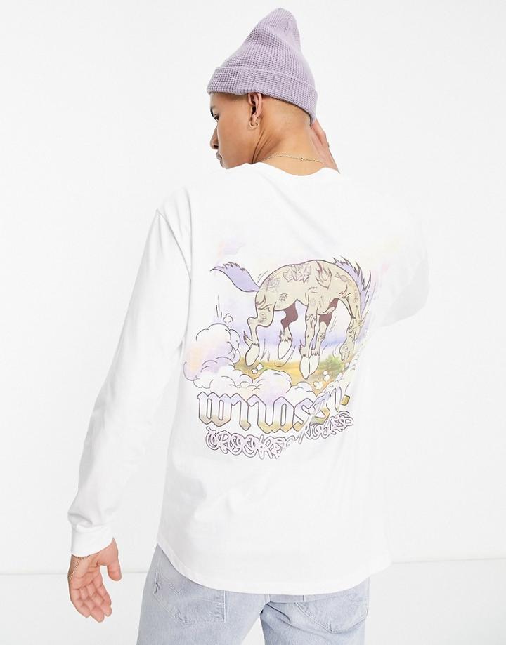 Crooked Tongues Long Sleeve T-shirt With Horse Print In White