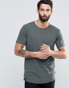 Only & Sons Slub Jersey T-shirt With Raw Hem - Green