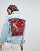 Only Embroidered Back Denim Jacket - Multi