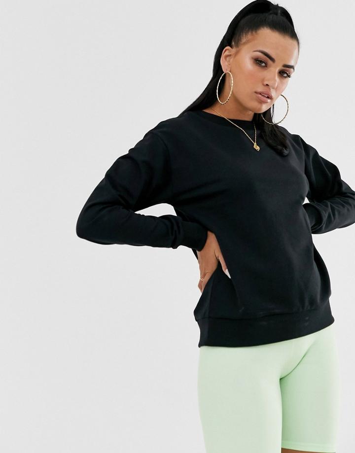 Asos Design Organic Cotton Sweat In Black - Black