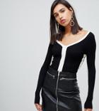 River Island V-neck Sweater In Black Contrast - Black