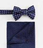 Asos Design Bow Wedding Tie And Pocket Square In Ditsy Floral