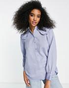 Y.a.s Oversized Collar Shirt In Pale Blue