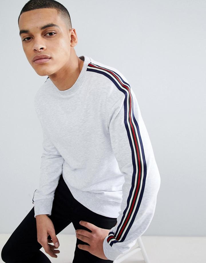 New Look Sweat With Arm Stripe In Gray - Gray
