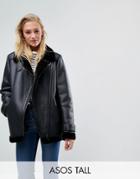 Asos Tall Aviator In Faux Leather - Black