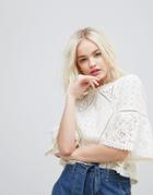 Hazel Lace 3/4 Wide Sleeve Shell Top - White