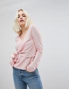 Asos Sweater In Wrap Shape - Pink