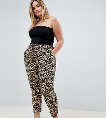 New Look Curve Animal Print Jogger - Brown