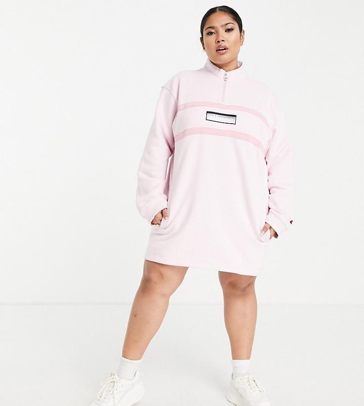 Ellesse Plus Half Zip Dress In Pink
