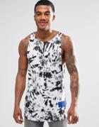 Religion Tank With All Over Graphic Print And Contrast Block Detail - Black White