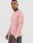 Asos Design Sweatshirt With Utility Sleeve Pocket In Pink - Pink