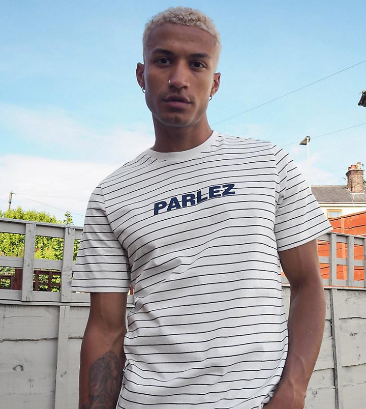 Parlez Ladsun Striped T-shirt In White Exclusive At Asos
