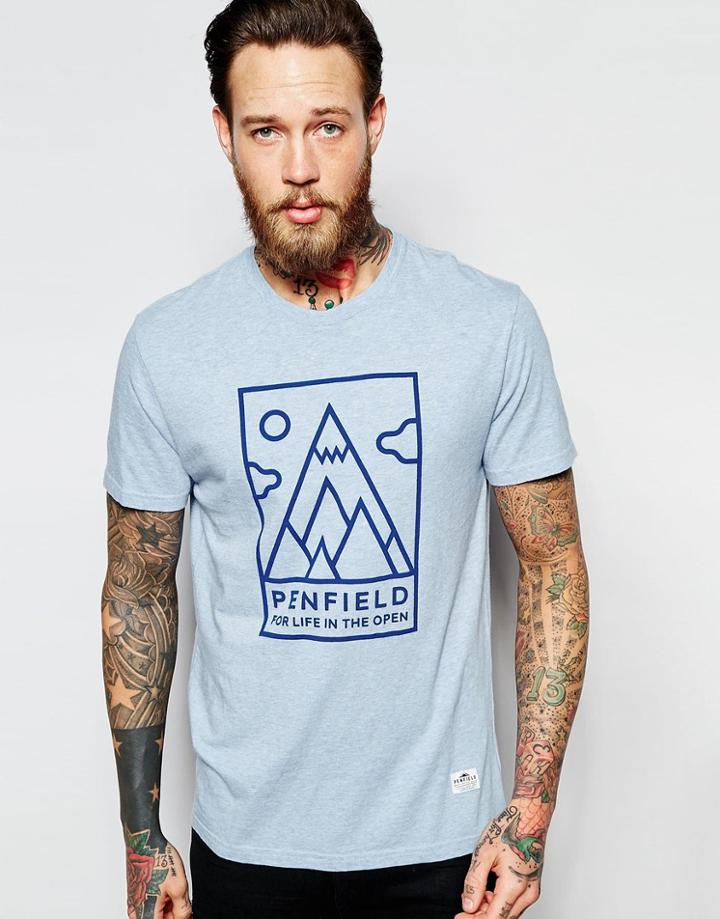 Penfield T-shirt With Peaks Print In Blue - Blue