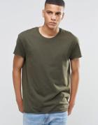 Selected Homme Raw Hem Oversized T-shirt - Green