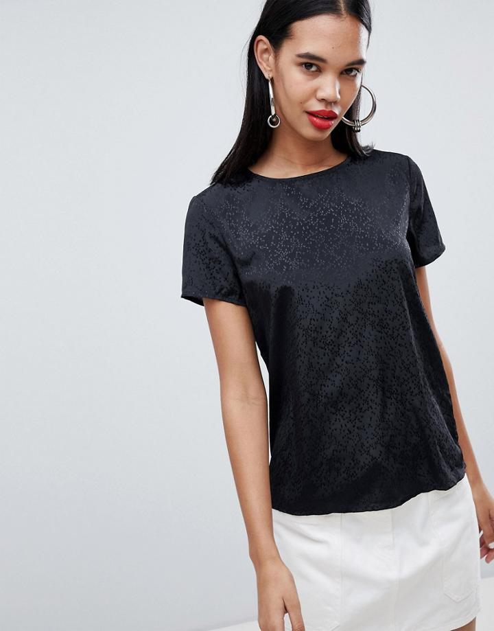 Pieces Dary Sateen Sheen Top - Black
