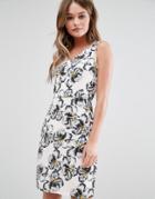 Poppy Lux Geneva Floral Spot Midi Dress - Black