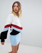 Boohoo Chevron Stripe Knit Sweater - Multi