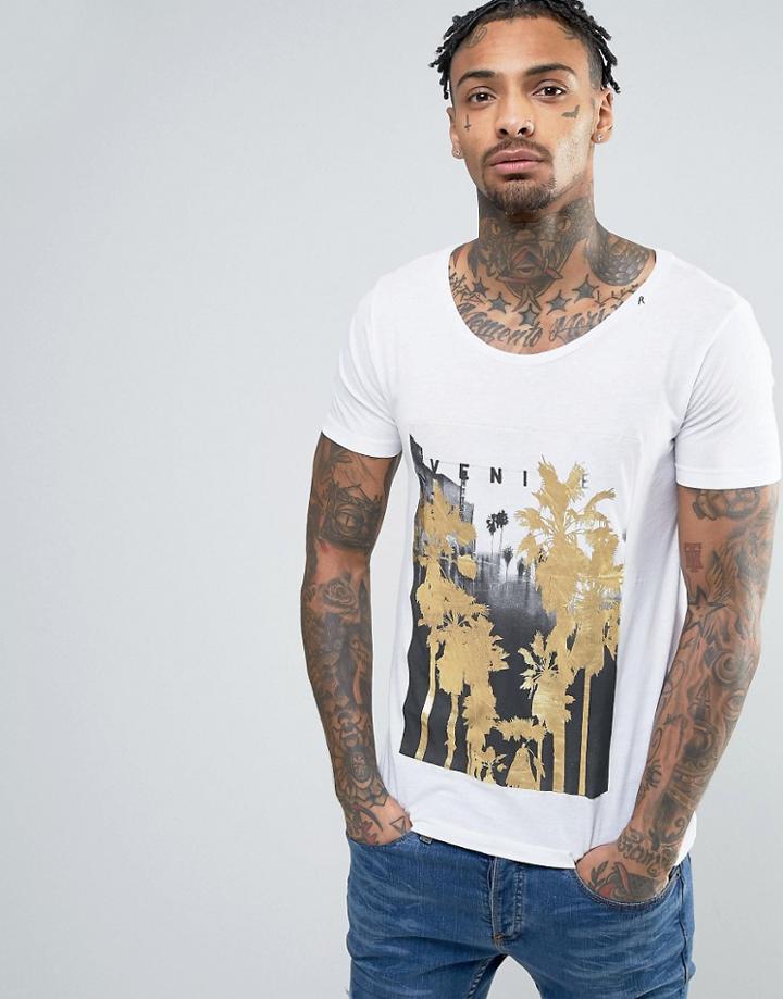 Replay Venice Gold Palms T-shirt - White