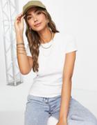Monki Magdalena Cotton Ribbed T-shirt In White - White